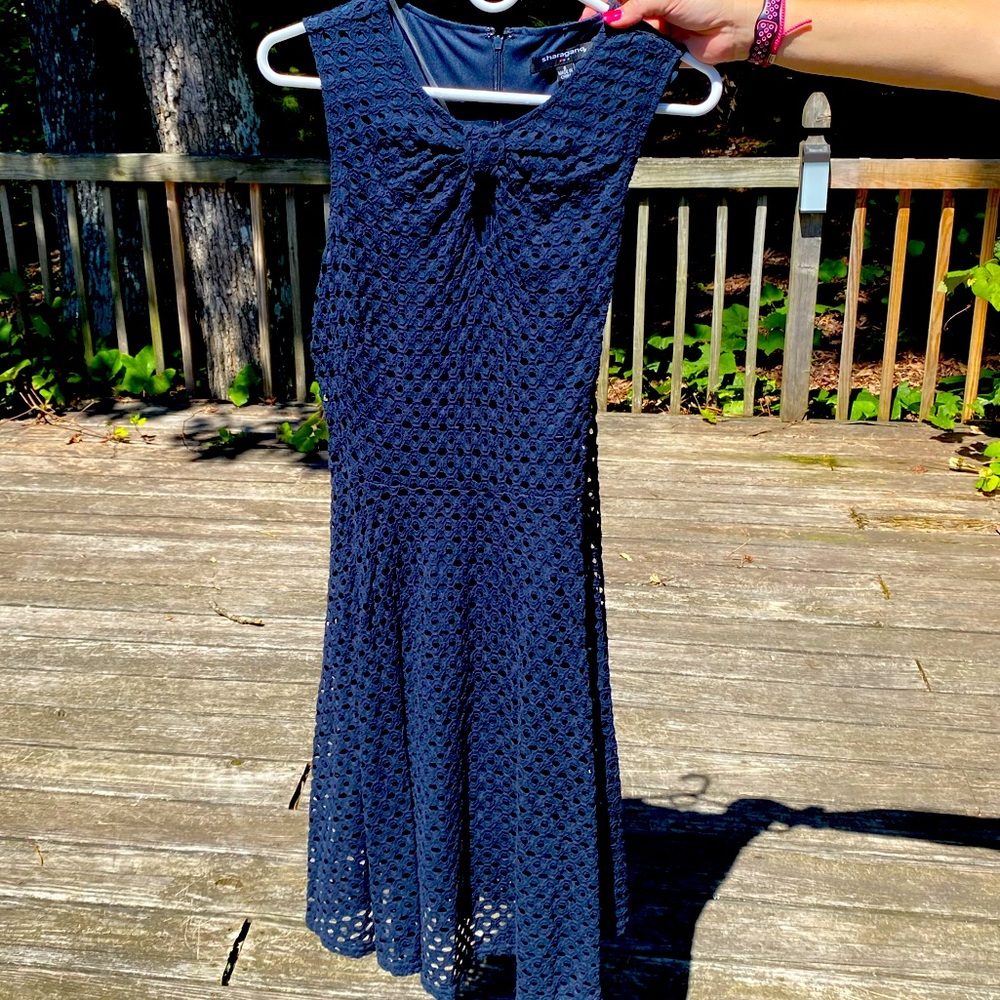 Navy eyelet dress size 8